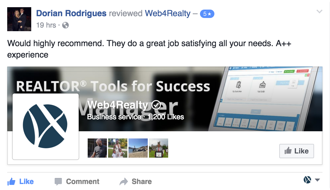 Web4Realty Facebook Review 1