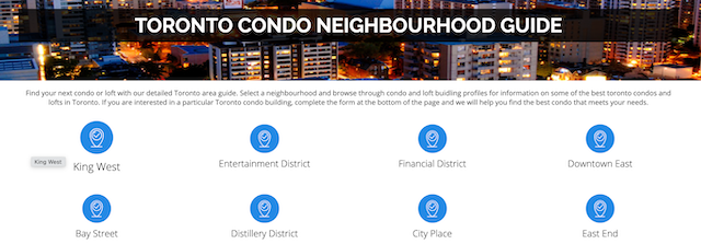 another example of real estate website design organized by neighborhood