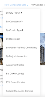 real estate website design grouped by town, intersection, developer, etc